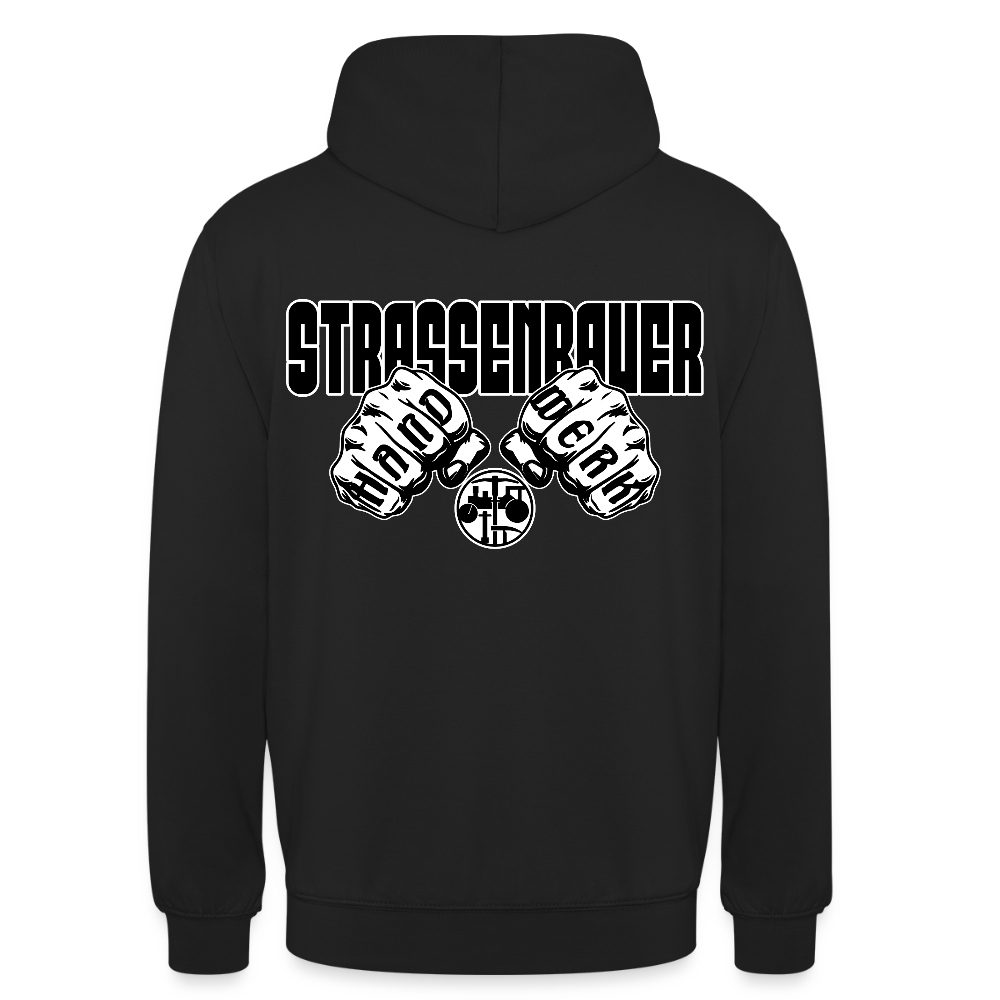 Unisex Hoodie "Strassenbauer" (beidseitig bedruckt) Schwarz Unisex Hoodie {{ color }}