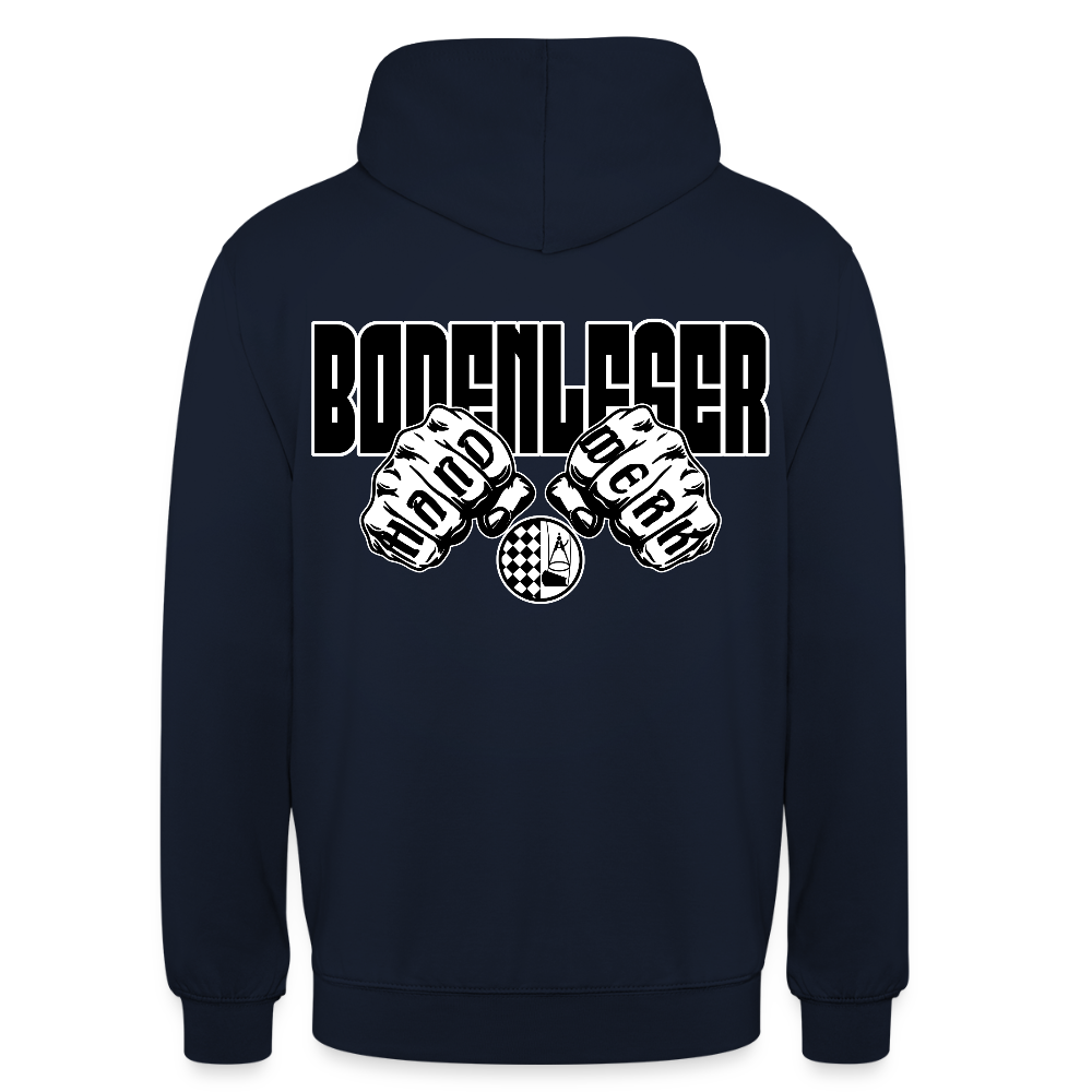 Unisex Hoodie "Bodenleger" (beidseitig bedruckt) Navy Unisex Hoodie {{ color }}
