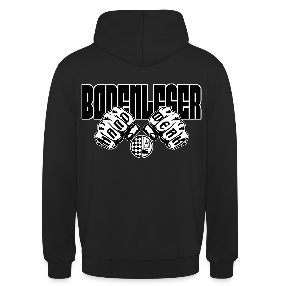 Unisex Hoodie "Bodenleger" (beidseitig bedruckt) Schwarz Unisex Hoodie {{ color }}