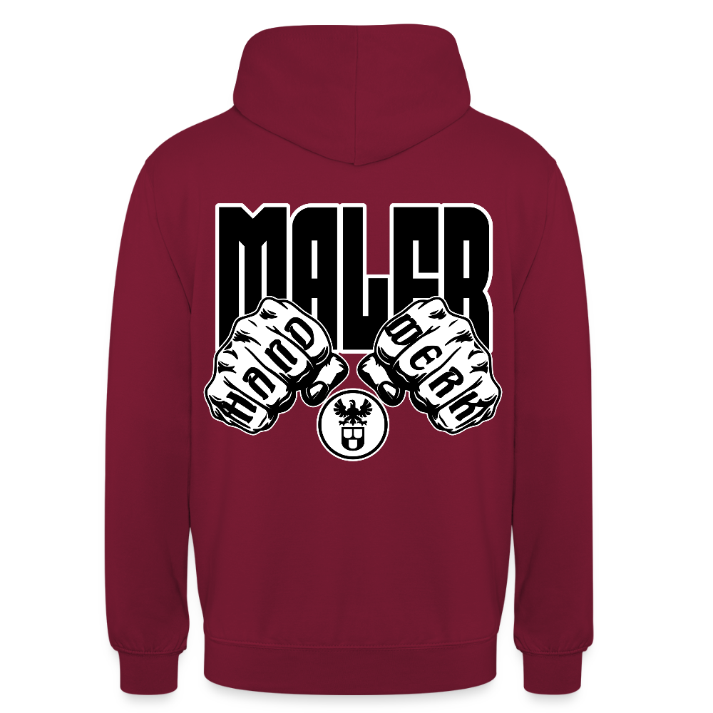 Unisex Hoodie "Maler" (beidseitig bedruckt) Bordeaux Unisex Hoodie {{ color }}