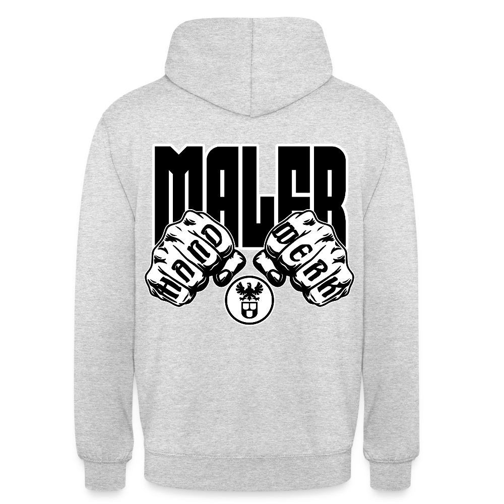 Unisex Hoodie "Maler" (beidseitig bedruckt) Hellgrau meliert Unisex Hoodie {{ color }}