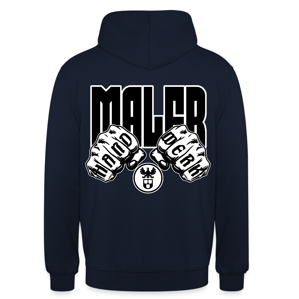 Unisex Hoodie "Maler" (beidseitig bedruckt) Navy Unisex Hoodie {{ color }}