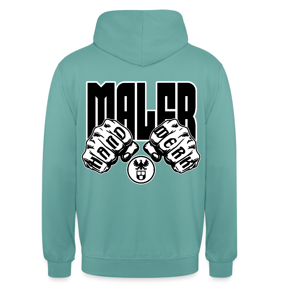 Unisex Hoodie "Maler" (beidseitig bedruckt) Pastelltürkis Unisex Hoodie {{ color }}