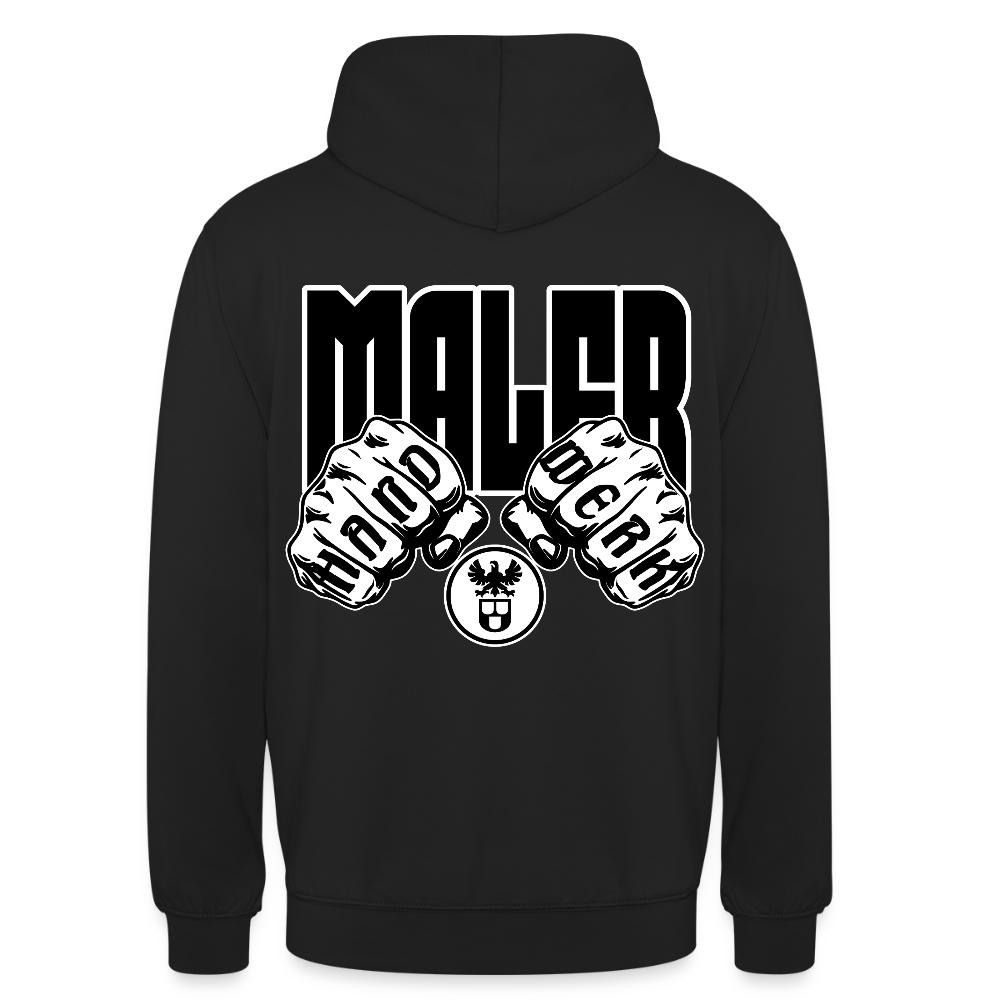 Unisex Hoodie "Maler" (beidseitig bedruckt) Schwarz Unisex Hoodie {{ color }}
