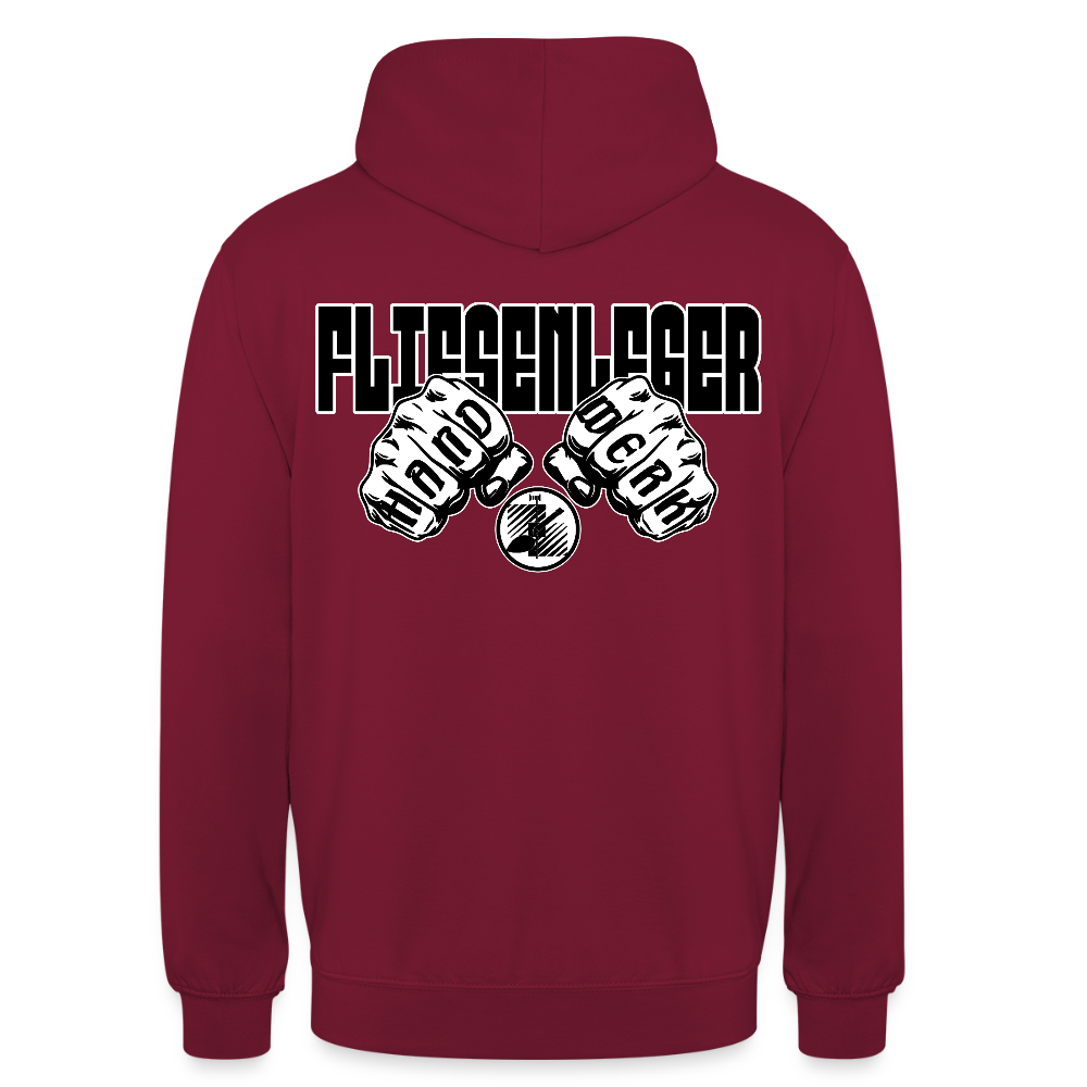 Unisex Hoodie "Fliesenleger" (beidseitig bedruckt) Bordeaux Unisex Hoodie {{ color }}