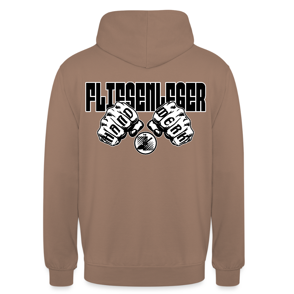 Unisex Hoodie "Fliesenleger" (beidseitig bedruckt) Mokka Unisex Hoodie {{ color }}