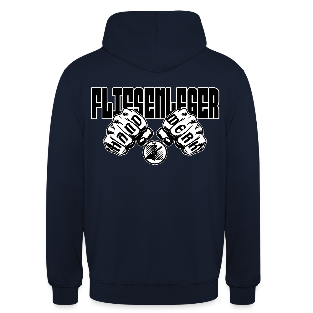 Unisex Hoodie "Fliesenleger" (beidseitig bedruckt) Navy Unisex Hoodie {{ color }}