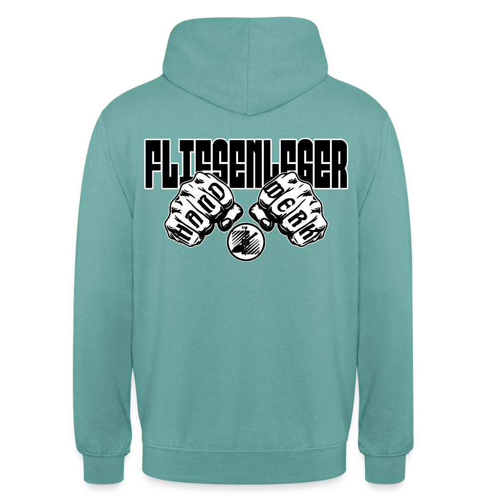 Unisex Hoodie "Fliesenleger" (beidseitig bedruckt) Pastelltürkis Unisex Hoodie {{ color }}