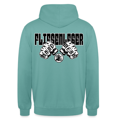 Unisex Hoodie "Fliesenleger" (beidseitig bedruckt) Pastelltürkis Unisex Hoodie {{ color }}