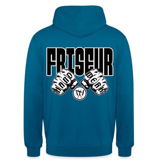 Unisex Hoodie "Friseur" (beidseitig bedruckt) Tiefseeblau Unisex Hoodie {{ color }}