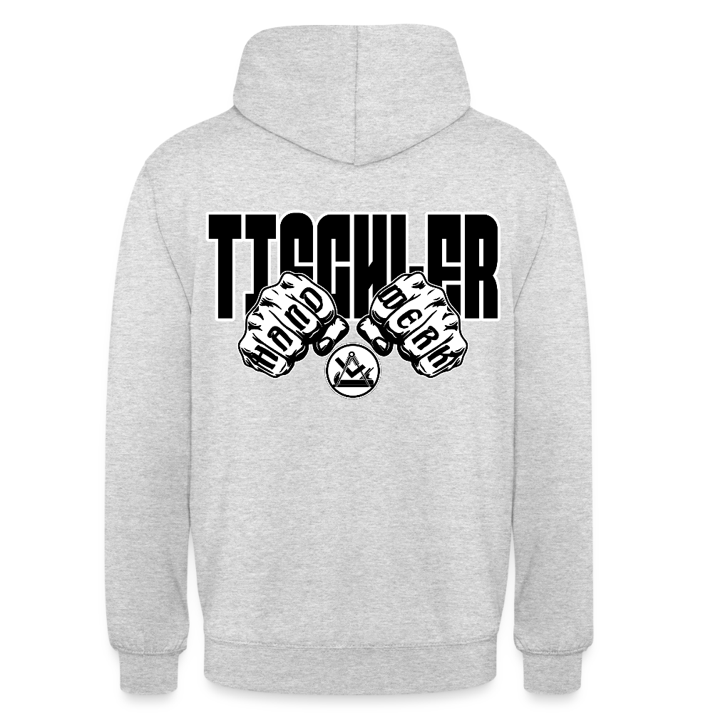 Unisex Hoodie "Tischler" (beidseitig bedruckt) Hellgrau meliert Unisex Hoodie {{ color }}