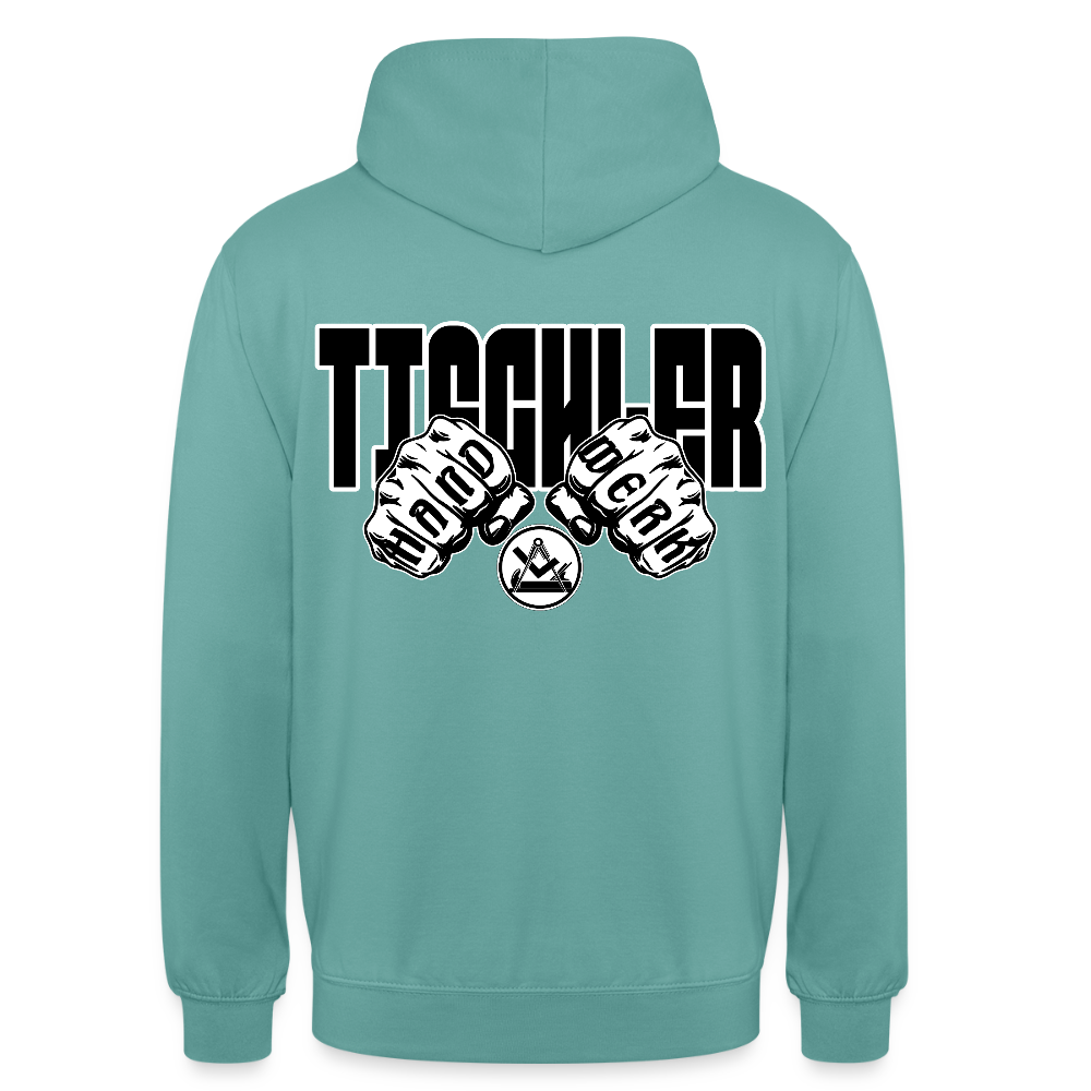 Unisex Hoodie "Tischler" (beidseitig bedruckt) Pastelltürkis Unisex Hoodie {{ color }}
