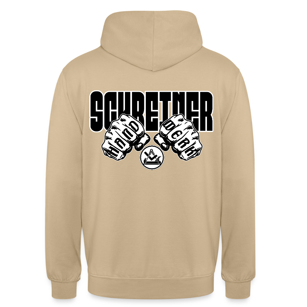 Unisex Hoodie "Schreiner" (beidseitig bedruckt) Beige Unisex Hoodie {{ color }}