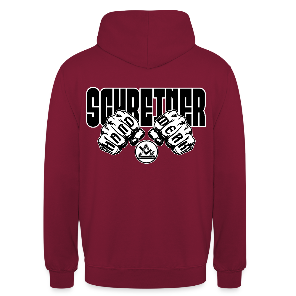 Unisex Hoodie "Schreiner" (beidseitig bedruckt) Bordeaux Unisex Hoodie {{ color }}