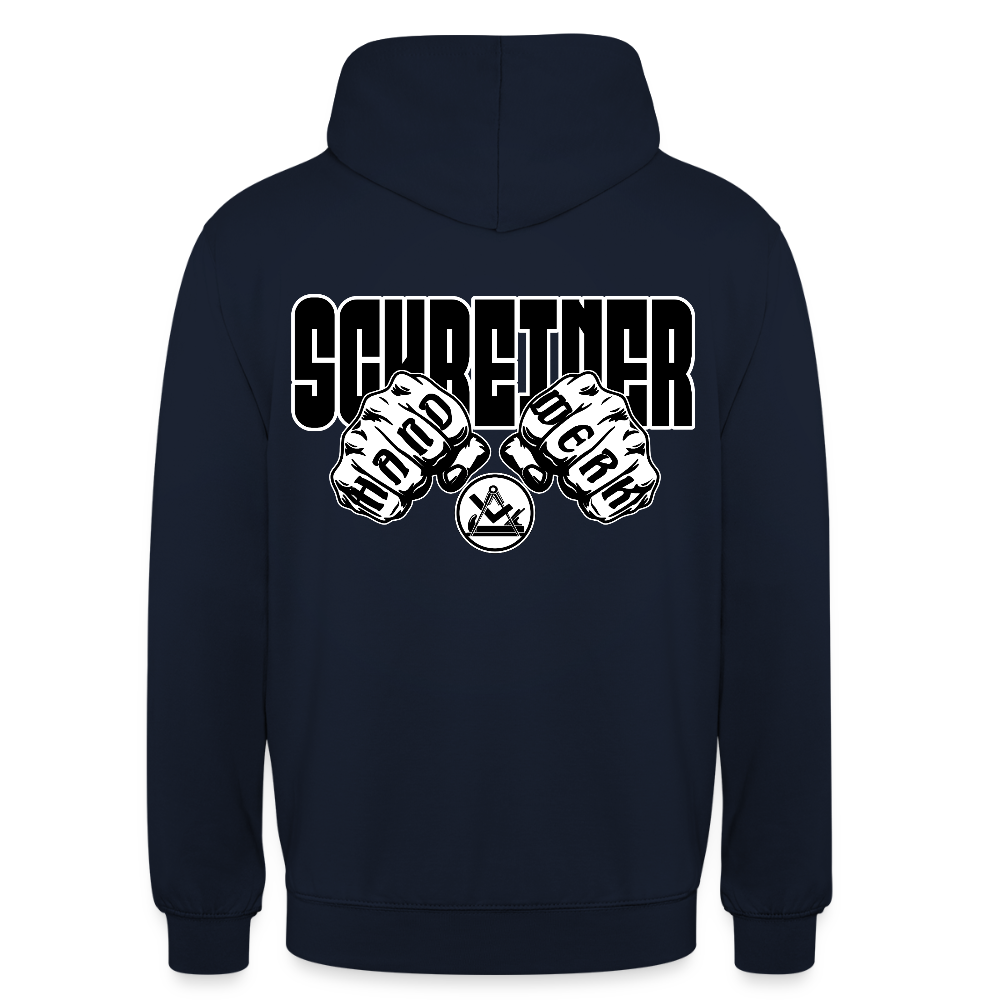 Unisex Hoodie "Schreiner" (beidseitig bedruckt) Navy Unisex Hoodie {{ color }}