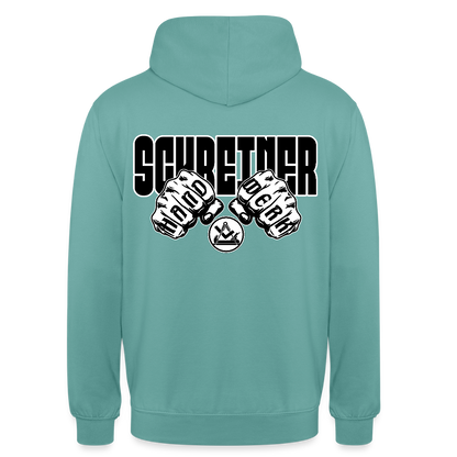 Unisex Hoodie "Schreiner" (beidseitig bedruckt) Pastelltürkis Unisex Hoodie {{ color }}