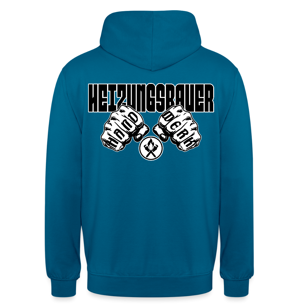 Unisex Hoodie "Heizungsbauer" (beidseitig bedruckt) Tiefseeblau Unisex Hoodie {{ color }}