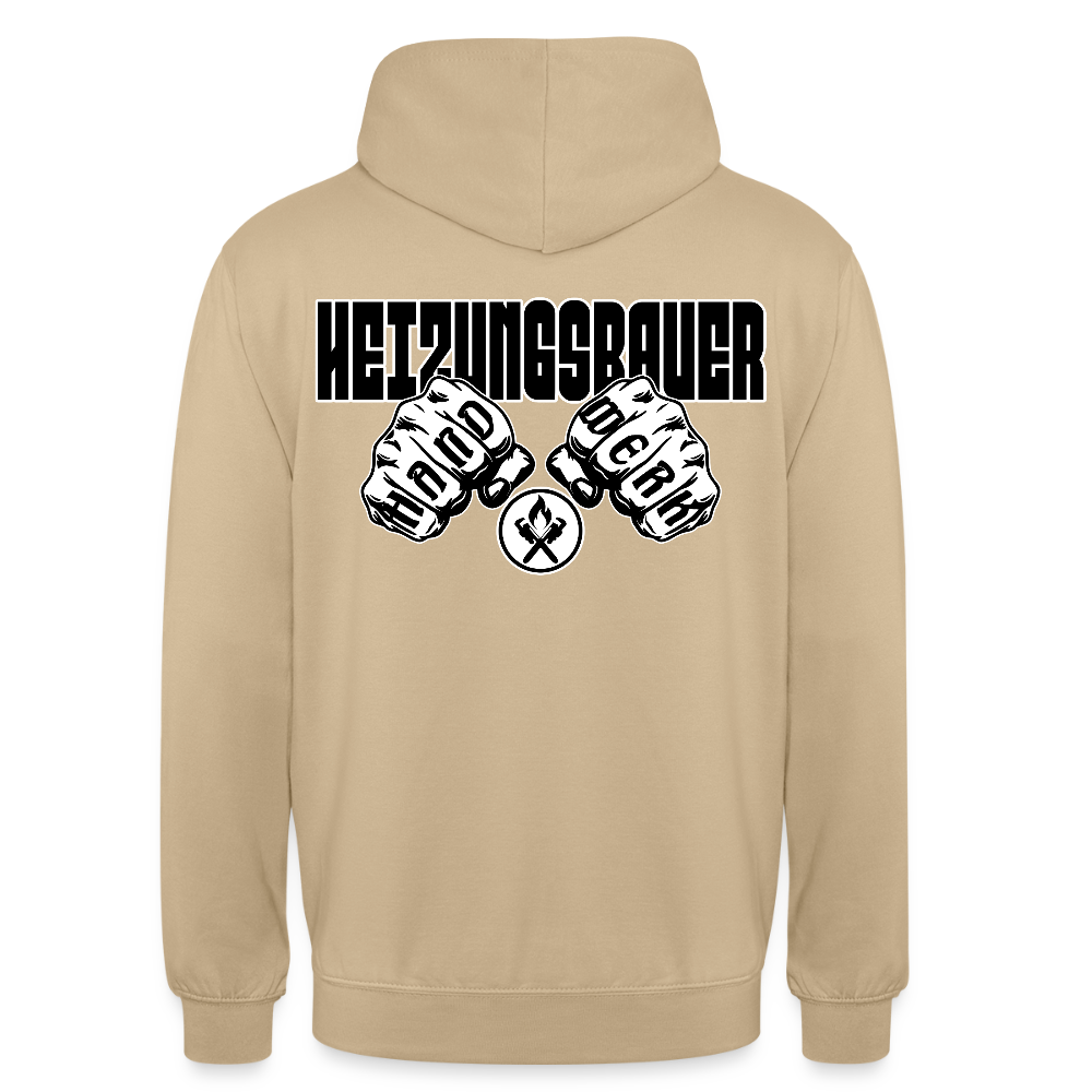 Unisex Hoodie "Heizungsbauer" (beidseitig bedruckt) Beige Unisex Hoodie {{ color }}