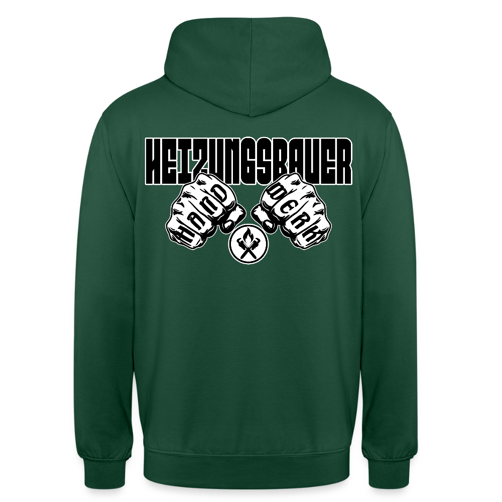 Unisex Hoodie "Heizungsbauer" (beidseitig bedruckt) Flaschengrün Unisex Hoodie {{ color }}