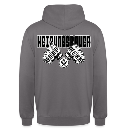 Unisex Hoodie "Heizungsbauer" (beidseitig bedruckt) Mittelgrau Unisex Hoodie {{ color }}
