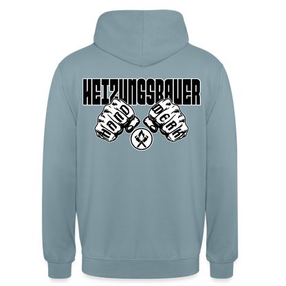 Unisex Hoodie "Heizungsbauer" (beidseitig bedruckt) Nebelblau Unisex Hoodie {{ color }}