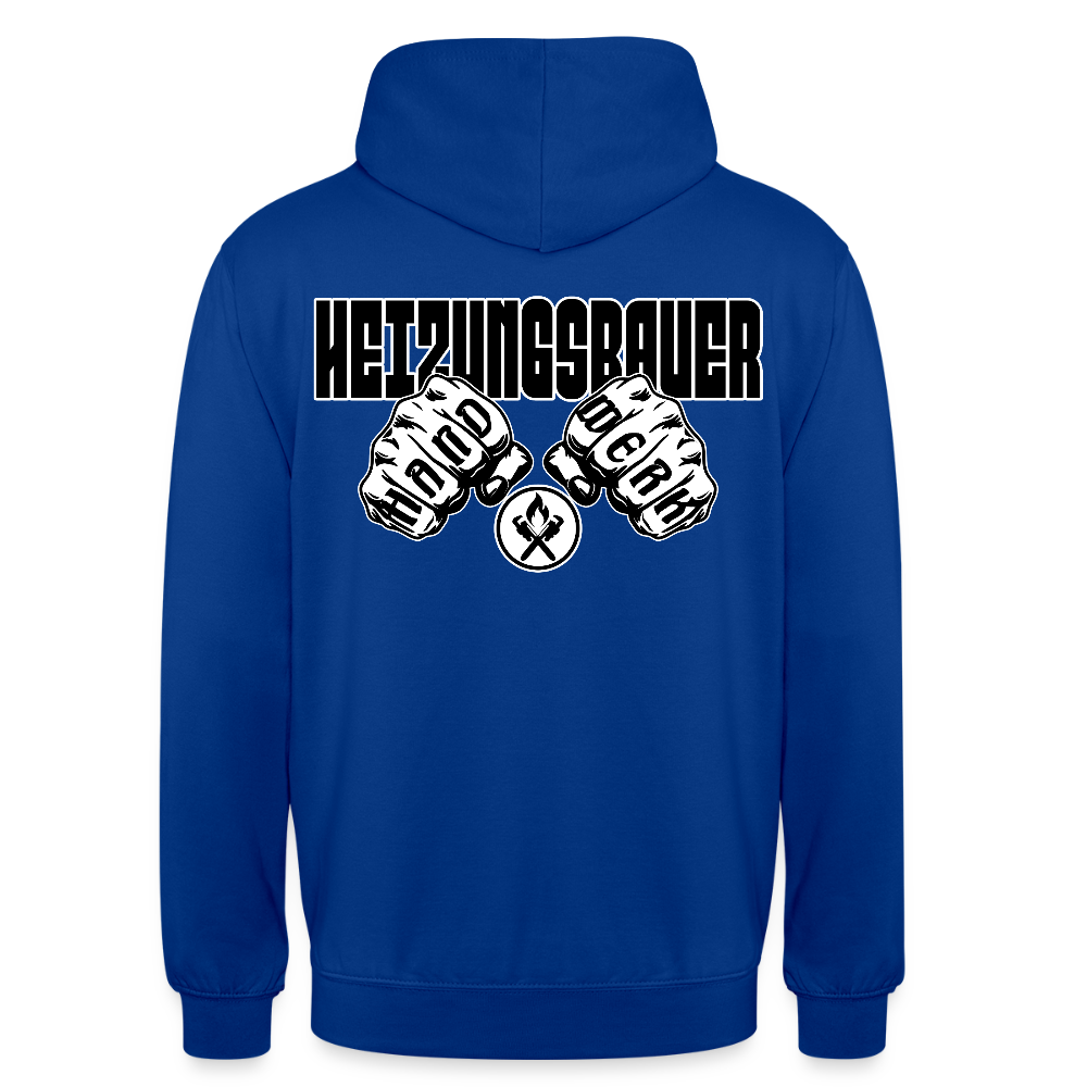 Unisex Hoodie "Heizungsbauer" (beidseitig bedruckt) Royalblau Unisex Hoodie {{ color }}