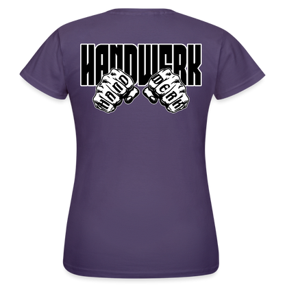 Frauen T-Shirt "Handwerk" (beidseitig bedruckt) Dunkellila Frauen T-Shirt {{ color }}