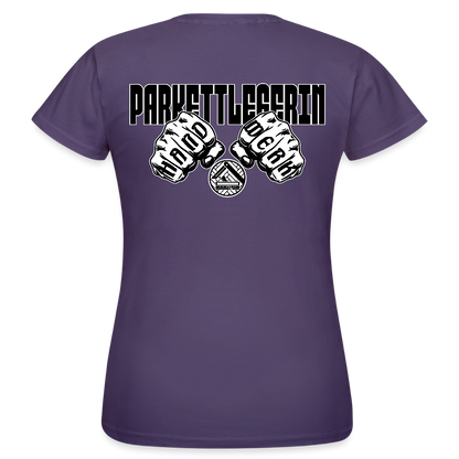 Frauen T-Shirt "Parkettlegerin" (beidseitig bedruckt) Dunkellila Frauen T-Shirt {{ color }}