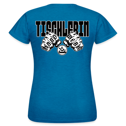 Frauen T-Shirt "Tischlerin" (beidseitig bedruckt) Antikblaues Saphir meliert Frauen T-Shirt {{ color }}