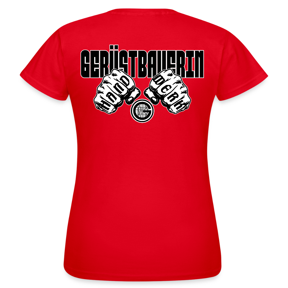 Frauen T-Shirt "Gerüstbauerin" (beidseitig bedruckt) Rot Frauen T-Shirt {{ color }}