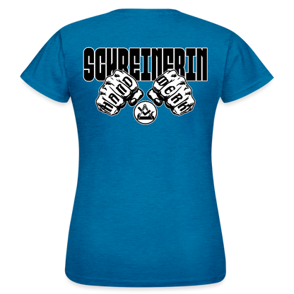Frauen T-Shirt "Schreinerin" (beidseitig bedruckt) Antikblaues Saphir meliert Frauen T-Shirt {{ color }}