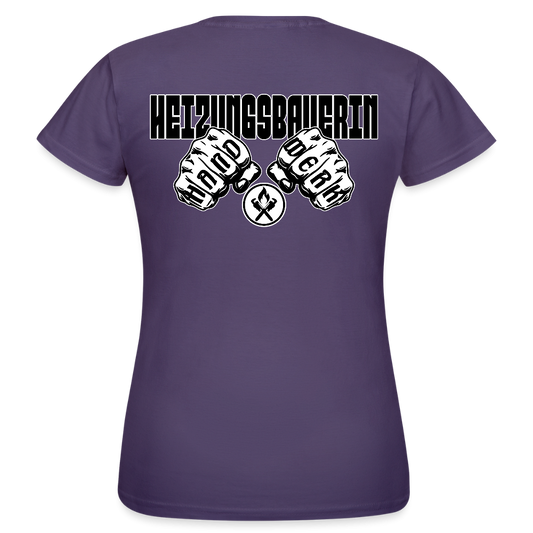 Frauen T-Shirt "Heizungsbauerin" (beidseitig bedruckt) Dunkellila Frauen T-Shirt {{ color }}