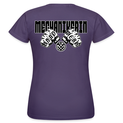 Frauen T-Shirt "Mechanikerin" (beidseitig bedruckt) Dunkellila Frauen T-Shirt {{ color }}