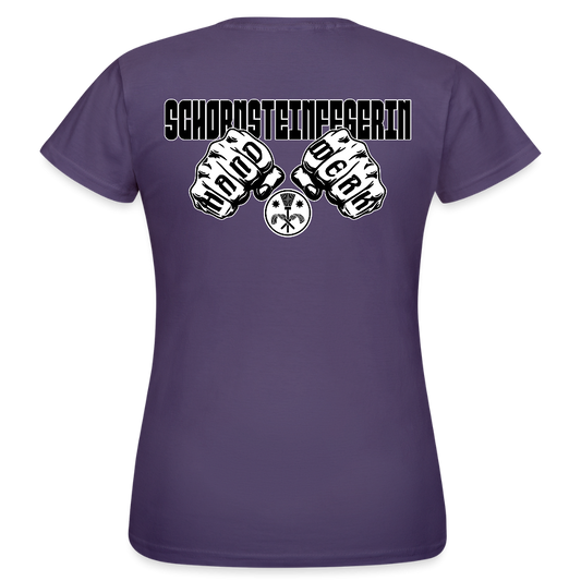 Frauen T-Shirt "Schornsteinfegerin" (beidseitig bedruckt) Dunkellila Frauen T-Shirt {{ color }}