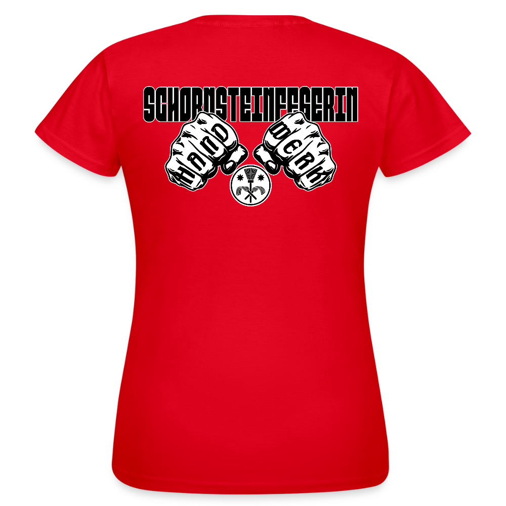 Frauen T-Shirt "Schornsteinfegerin" (beidseitig bedruckt) Rot Frauen T-Shirt {{ color }}