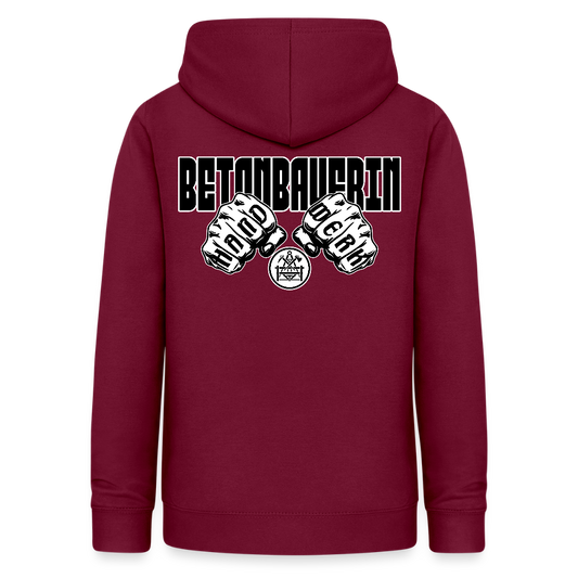Frauen Hoodie "Betonbauerin" (beidseitig beruckt) Bordeaux Frauen Hoodie {{ color }}