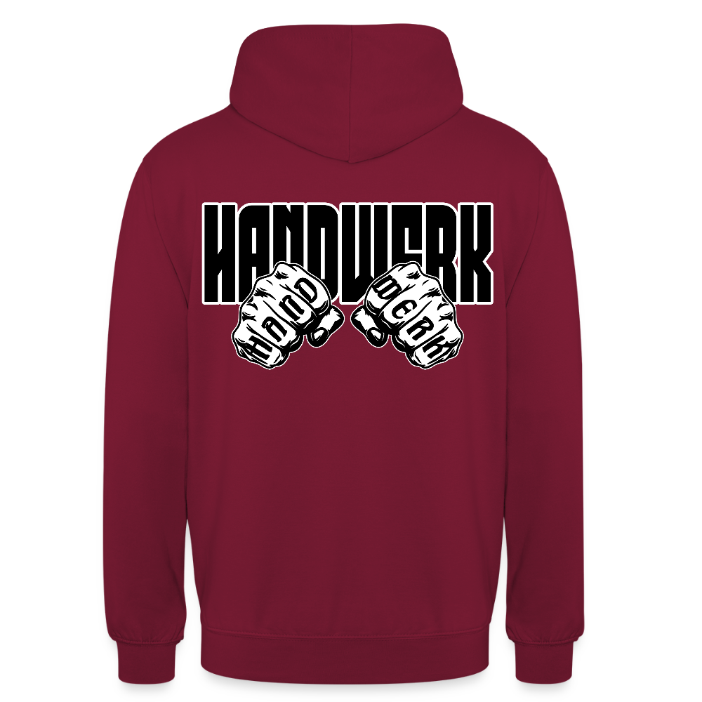 Unisex Hoodie "Handwerk" (beidseitig bedruckt) Bordeaux Unisex Hoodie {{ color }}