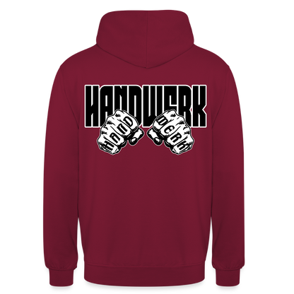 Unisex Hoodie "Handwerk" (beidseitig bedruckt) Bordeaux Unisex Hoodie {{ color }}