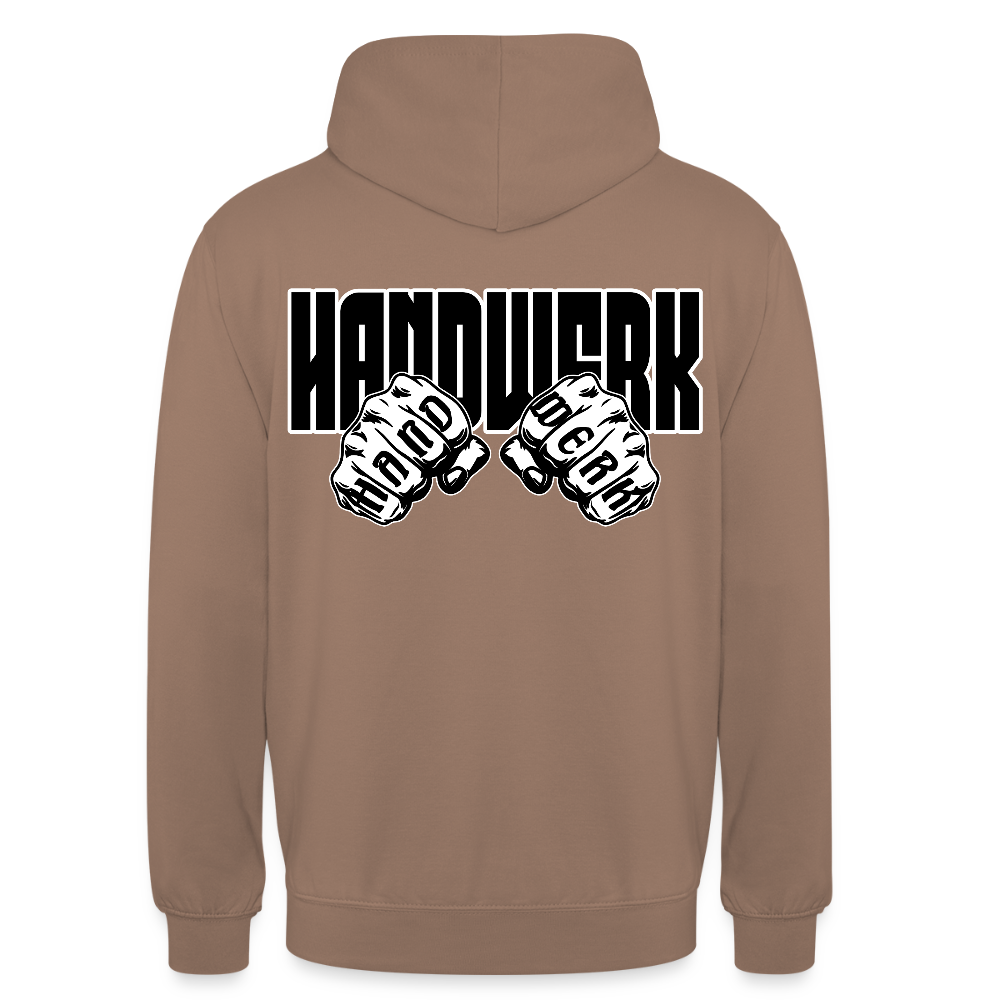 Unisex Hoodie "Handwerk" (beidseitig bedruckt) Mokka Unisex Hoodie {{ color }}