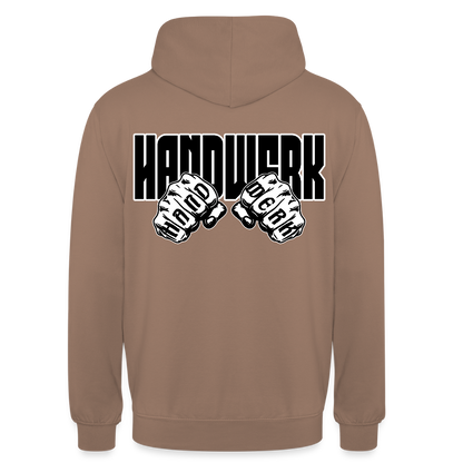 Unisex Hoodie "Handwerk" (beidseitig bedruckt) Mokka Unisex Hoodie {{ color }}