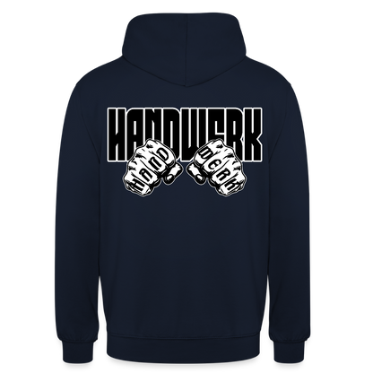 Unisex Hoodie "Handwerk" (beidseitig bedruckt) Navy Unisex Hoodie {{ color }}
