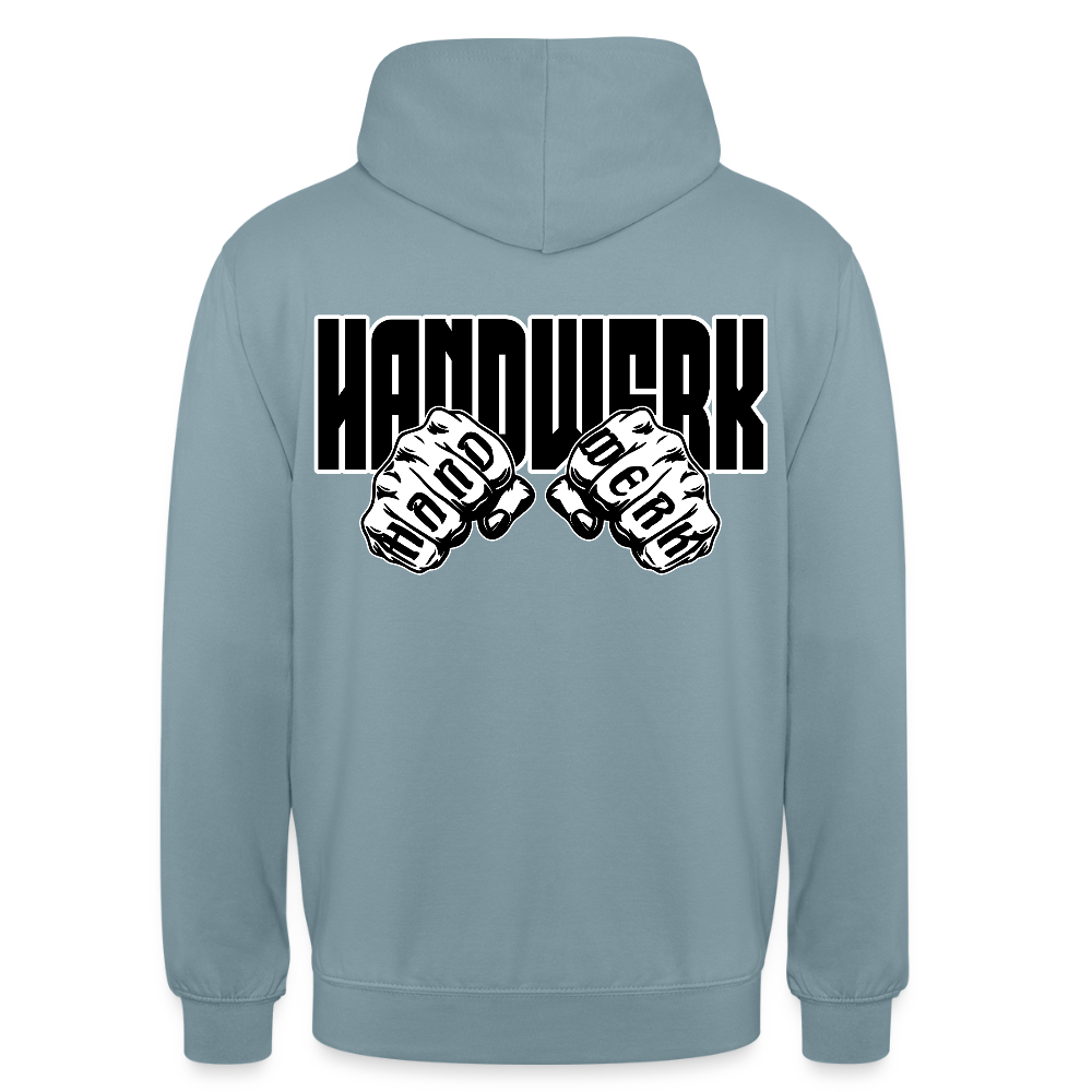 Unisex Hoodie "Handwerk" (beidseitig bedruckt) Nebelblau Unisex Hoodie {{ color }}