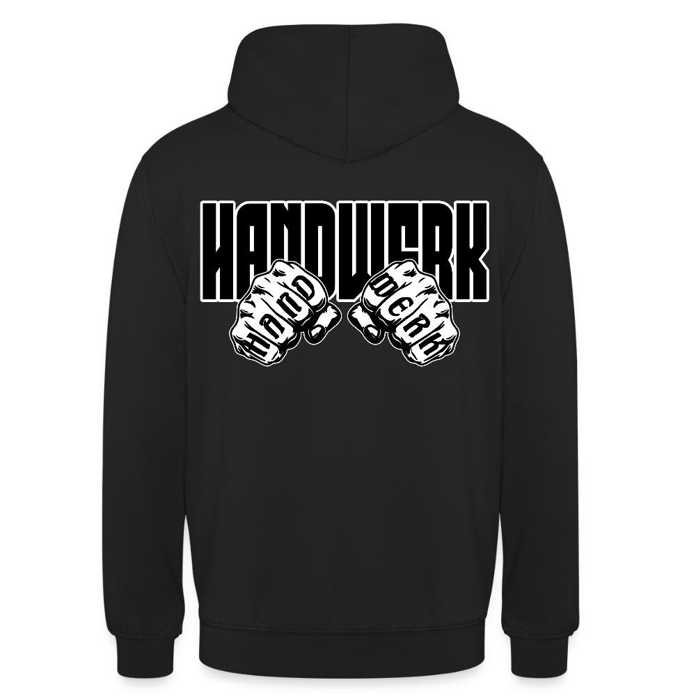 Unisex Hoodie "Handwerk" (beidseitig bedruckt) Schwarz Unisex Hoodie {{ color }}