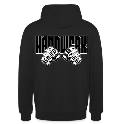 Unisex Hoodie "Handwerk" (beidseitig bedruckt) Schwarz Unisex Hoodie {{ color }}