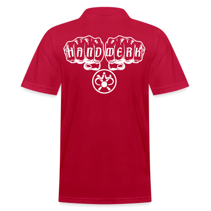 Männer Poloshirt "Drechsler" (hinten bedruckt) cherry red Männer Poloshirt {{ color }}