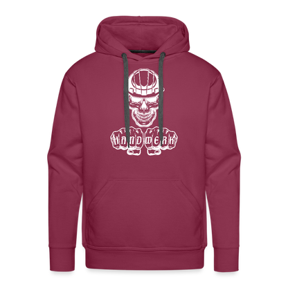 Männer Premium Hoodie "Skull-Helm-Handwerk" Bordeaux Männer Premium Hoodie {{ color }}