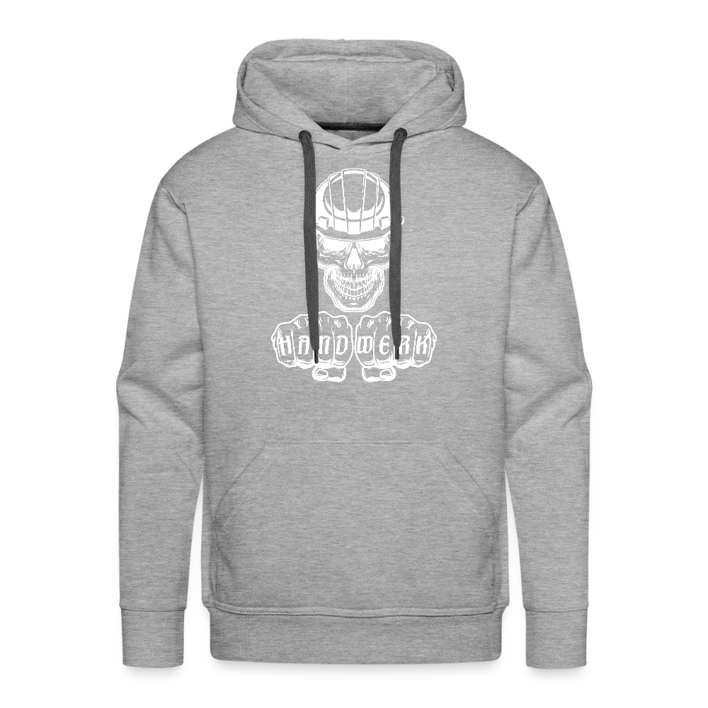 Männer Premium Hoodie "Skull-Helm-Handwerk" Grau meliert Männer Premium Hoodie {{ color }}