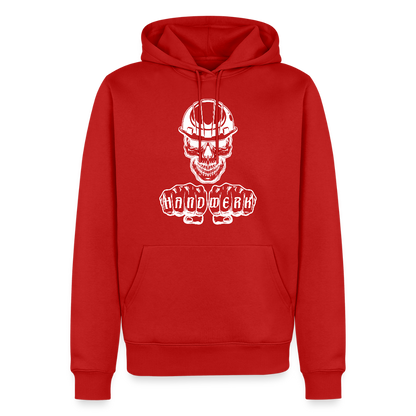 Männer Premium Hoodie "Skull-Helm-Handwerk" Rot Männer Premium Hoodie {{ color }}