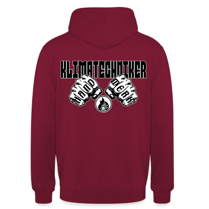Unisex Hoodie "Klimatechniker" (beidseitig bedruckt) Bordeaux Unisex Hoodie {{ color }}