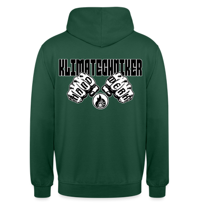 Unisex Hoodie "Klimatechniker" (beidseitig bedruckt) Flaschengrün Unisex Hoodie {{ color }}